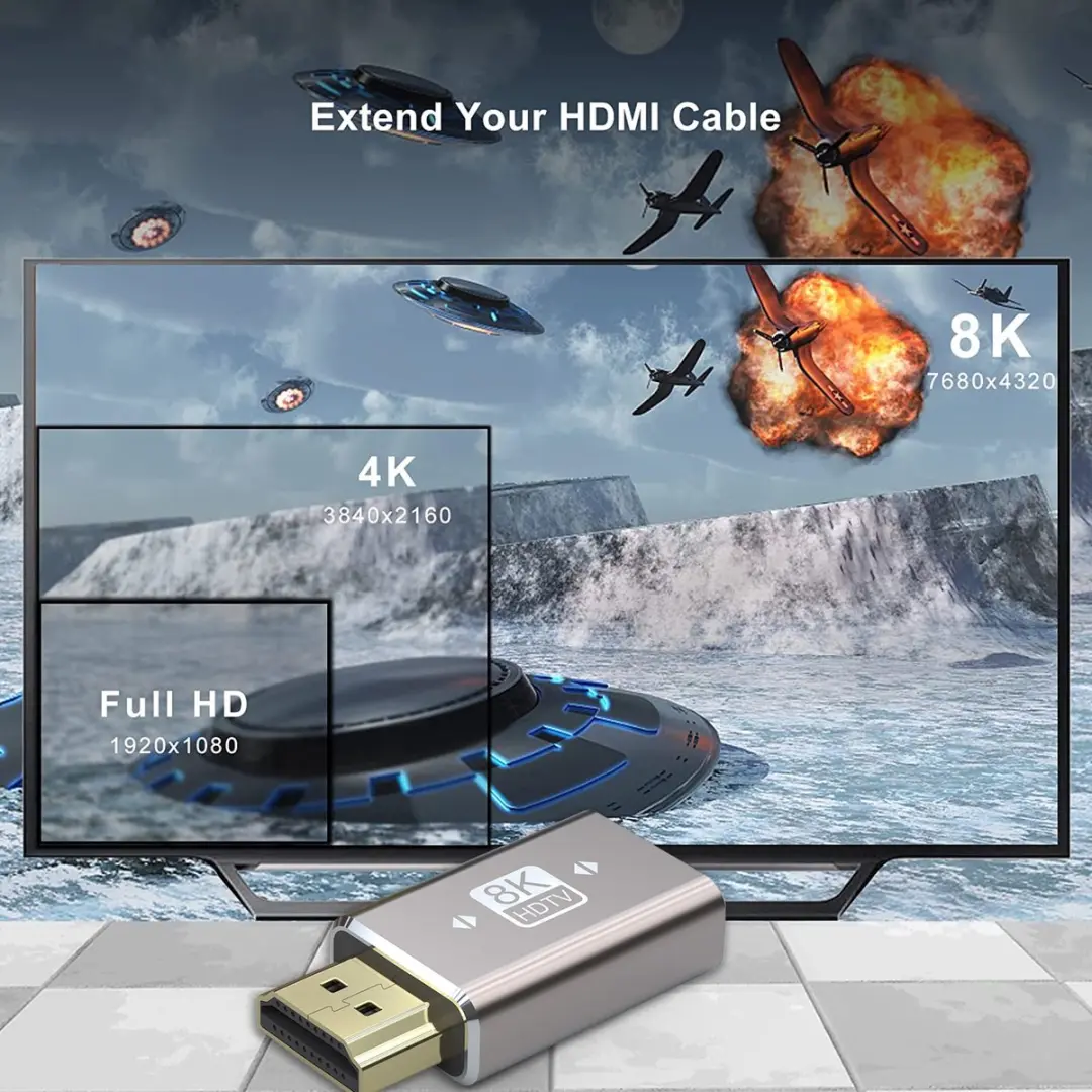 NÖRDIC HDMI-5021 HDMI-adapter M-V - 8K60Hz & 4K120Hz - Grijs