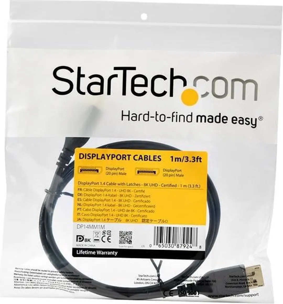 Startech DisplayPort 1.4 Kabel 1m - Zwart