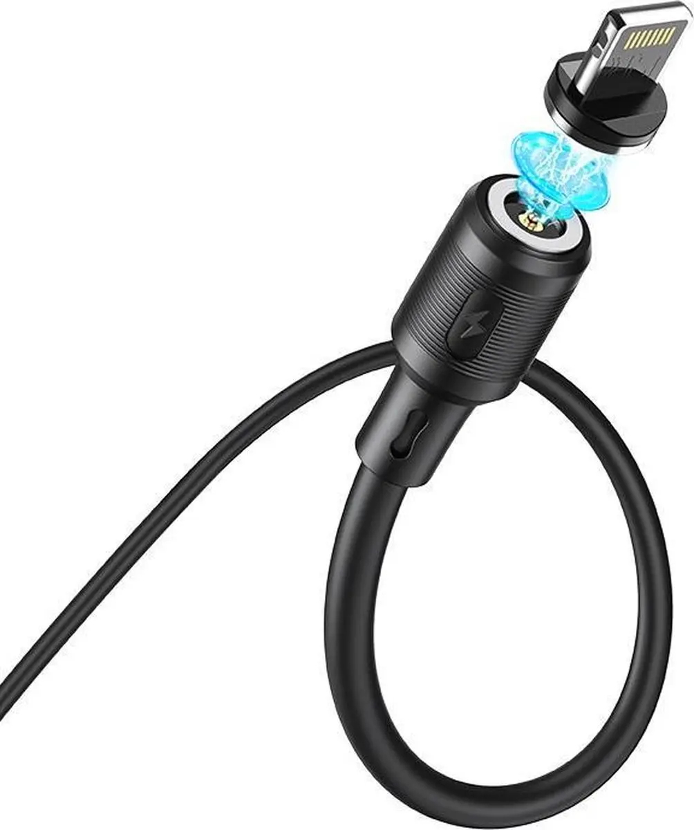 Hoco X52L Magnetic Lightning Kabel - 1m - Zwart