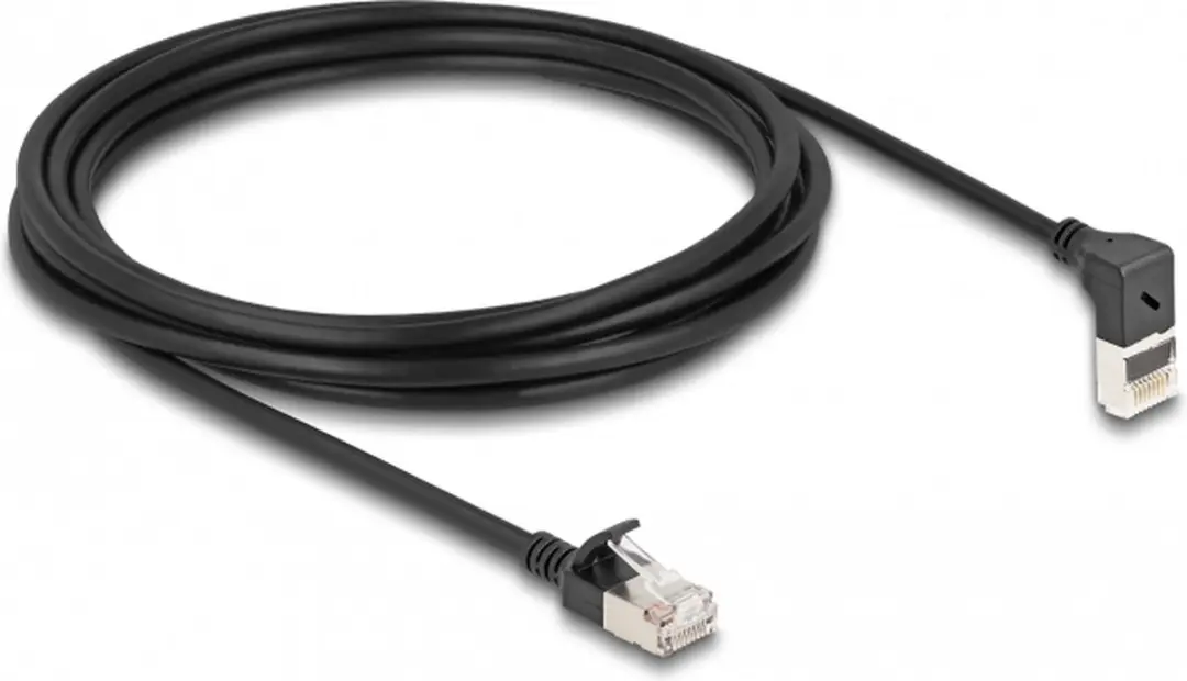 Delock RJ45 Cat.6A S/FTP Kabel 90° - 3m - Zwart