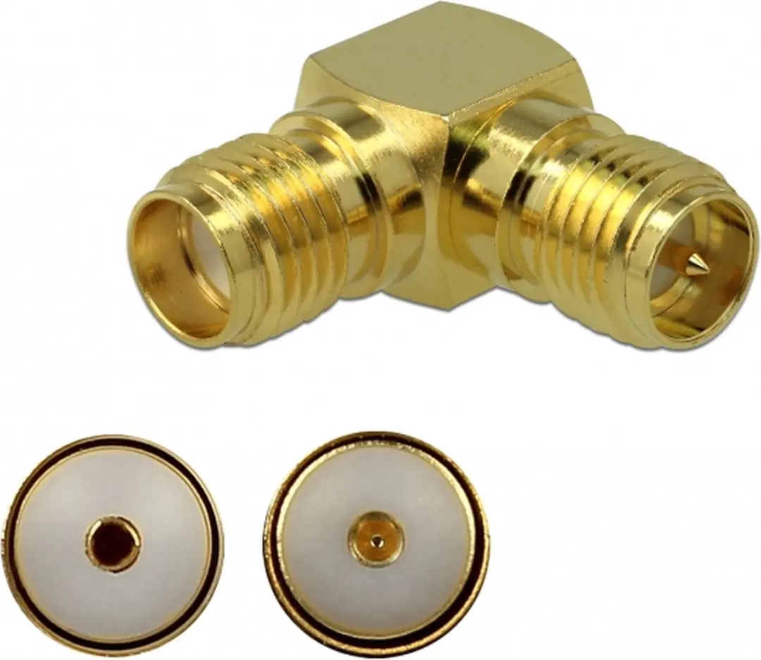 Delock RP-SMA naar SMA Haakse Adapter 50 Ohm 3 GHz - Goud - afbeelding 6 van 6