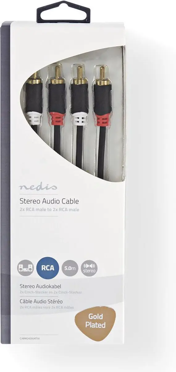 Nedis Stereo-Audiokabel CABW24200AT50 - 5m - Verguld - Antraciet