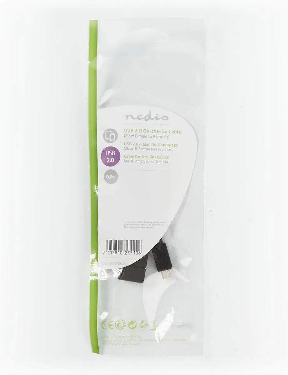 Nedis USB Micro-B Adapter USB-A Female 0.2m - Zwart