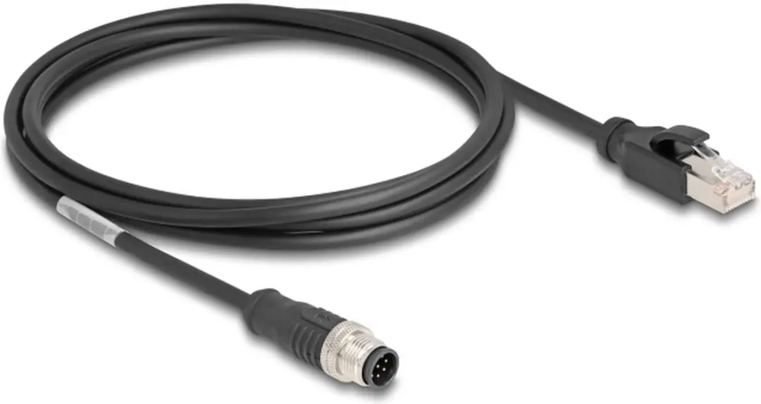 Delock M12 8-pins A-gecodeerd Industriële Netwerkkabel CAT5e 2m - Zwart