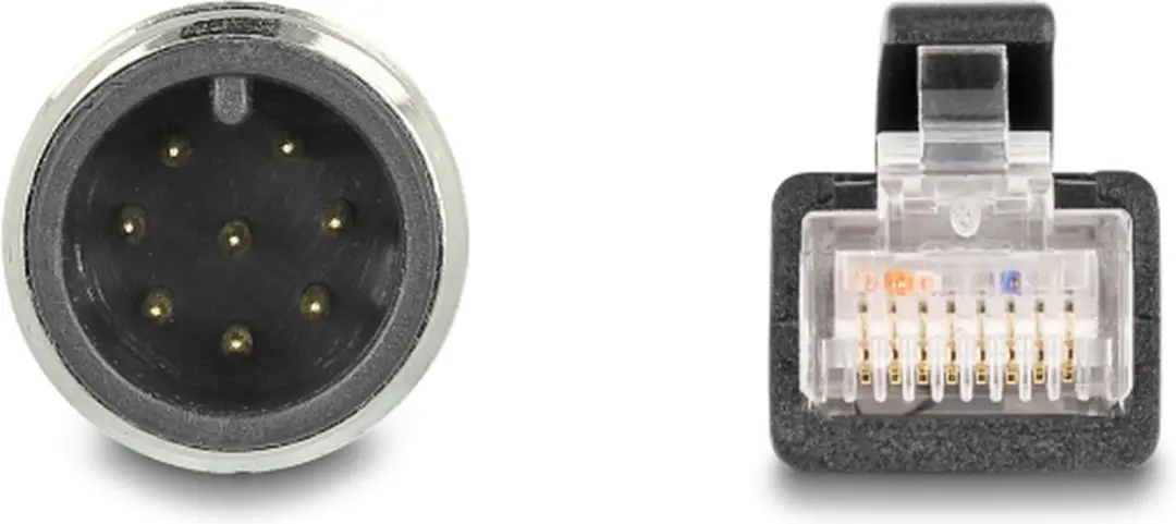 Delock M12 8-pins A-gecodeerd Industriële Netwerkkabel CAT5e 2m - Zwart