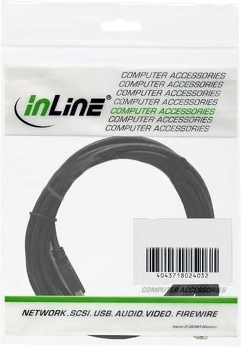 InLine USB-A 2.0 Verlengkabel 8m - Zwart