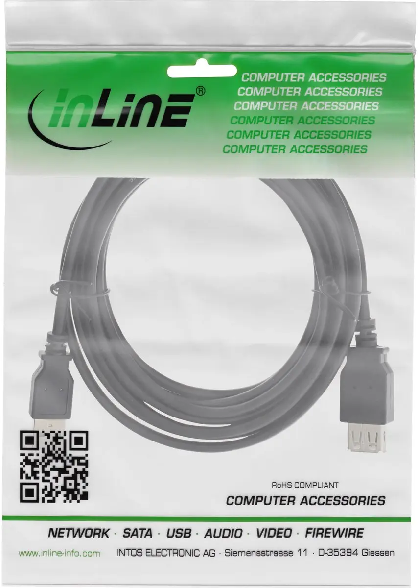 InLine USB-A 2.0 Verlengkabel 8m - Zwart