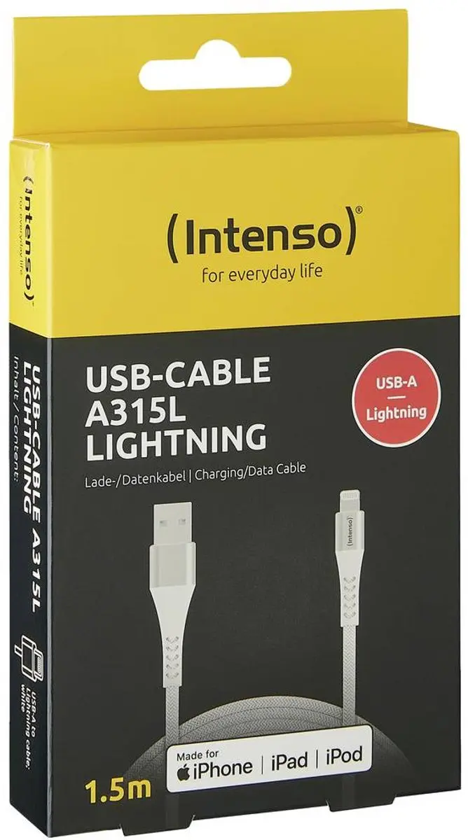 Intenso A315L USB-A naar Apple Lightning Kabel 1.5m - Wit