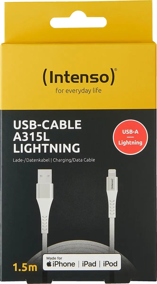 Intenso A315L USB-A naar Apple Lightning Kabel 1.5m - Wit