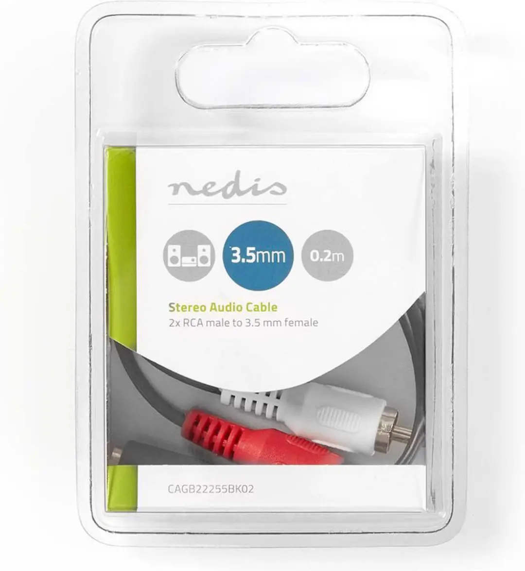 Nedis Stereo-Audiokabel CAGB22255BK02 - 2x RCA Male - 3,5mm Female - 0,20m - Zwart