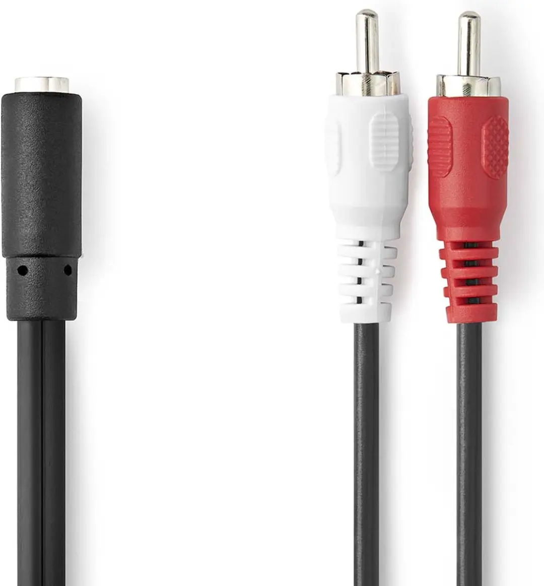 Nedis Stereo-Audiokabel CAGB22255BK02 - 2x RCA Male - 3,5mm Female - 0,20m - Zwart