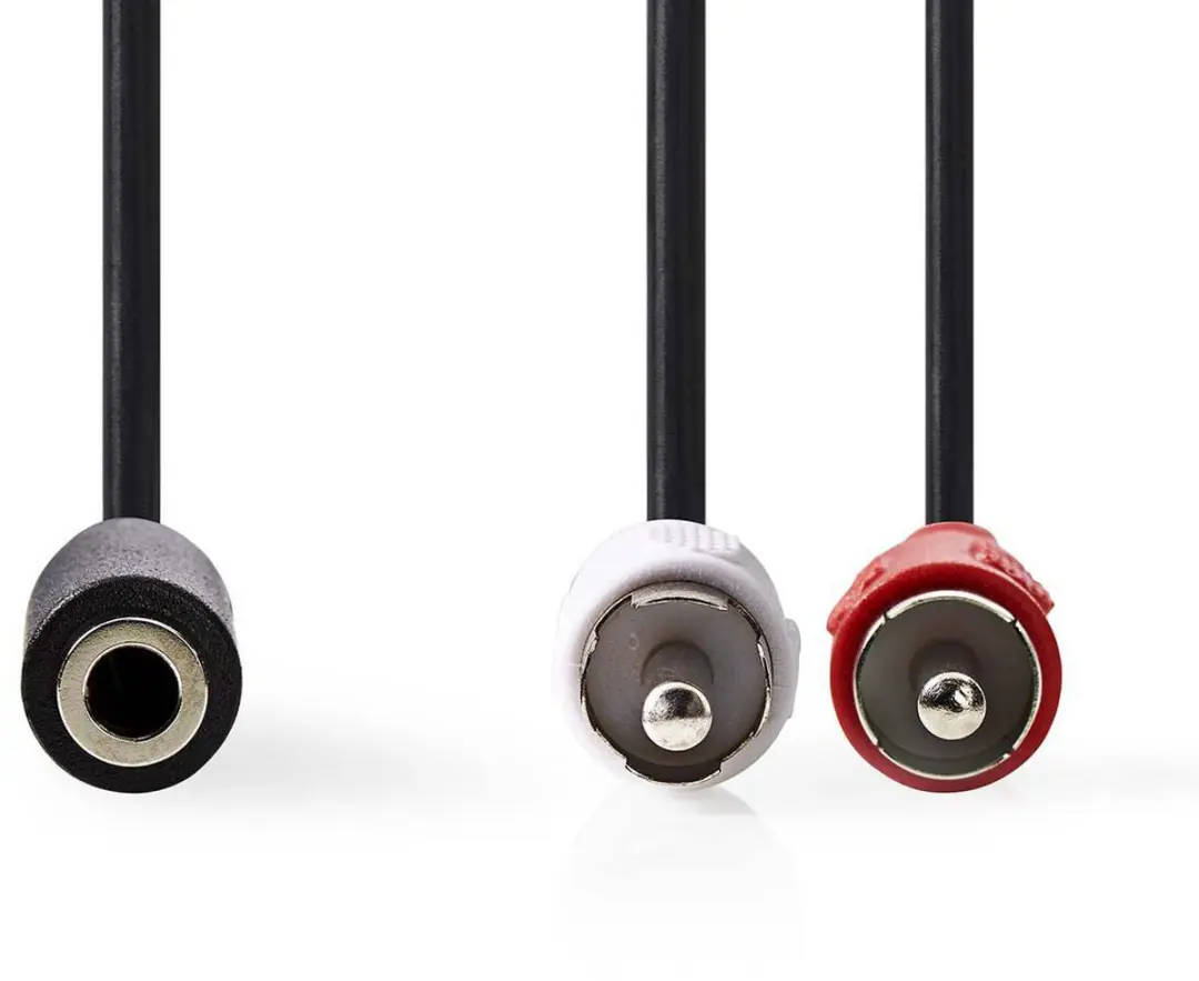 Nedis Stereo-Audiokabel CAGB22255BK02 - 2x RCA Male - 3,5mm Female - 0,20m - Zwart