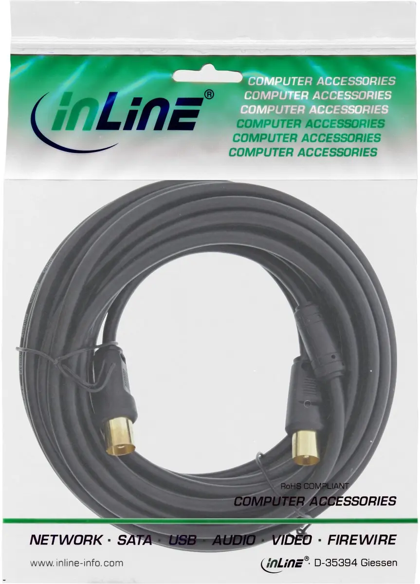 InLine IEC Coaxkabel 5m - Verguld - 85dB