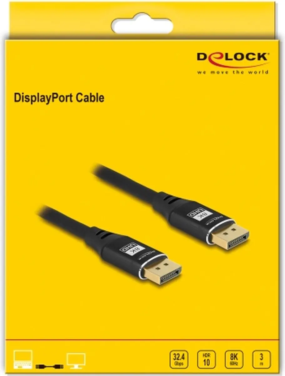Delock DisplayPort Kabel 8K 3m - Zwart