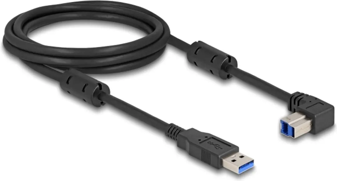 Delock USB-A naar USB-B haaks 5Gbps kabel - 2m - Zwart