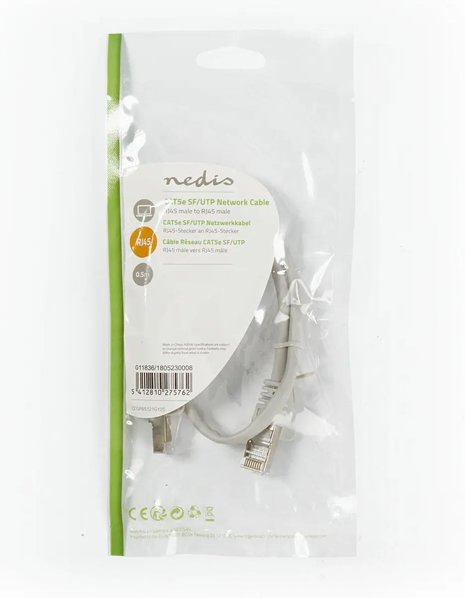 Nedis CAT5e Netwerkkabel CCGP85121GY05 - 0,5m - Grijs
