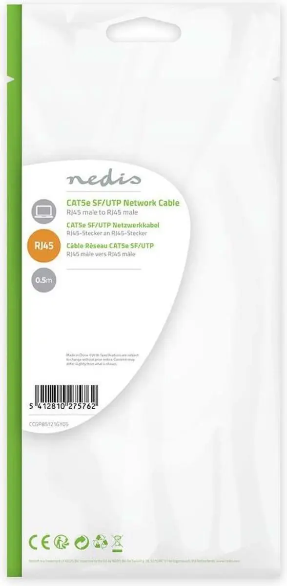Nedis CAT5e Netwerkkabel CCGP85121GY05 - 0,5m - Grijs - afbeelding 6 van 6