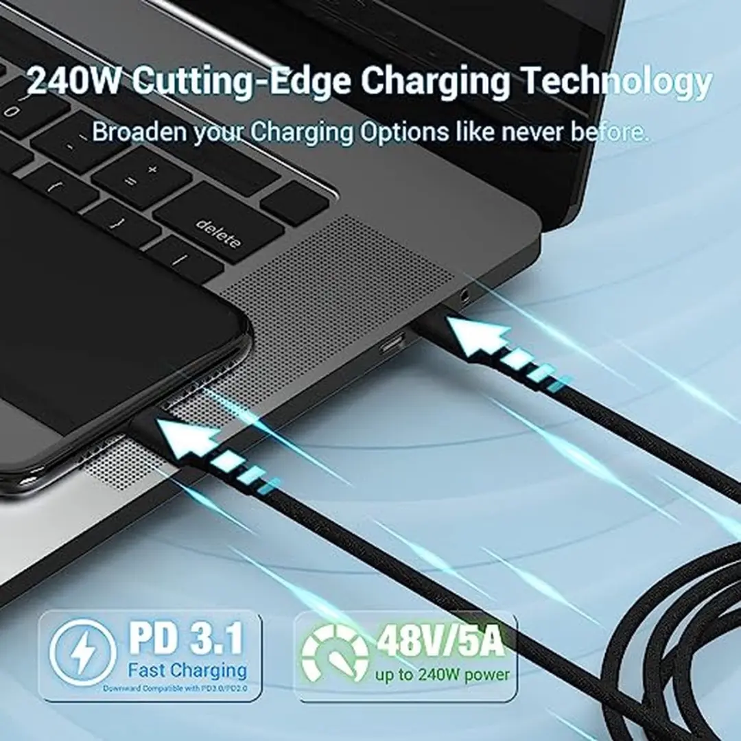 NÖRDIC USBC-N2303 USB-C Kabel 240W - 3m - Zwart