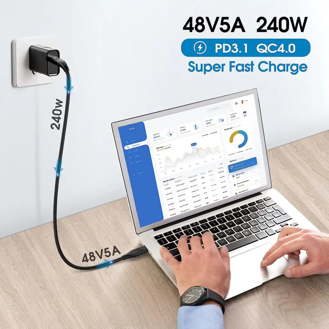 NÖRDIC USBC-N2303 USB-C Kabel 240W - 3m - Zwart