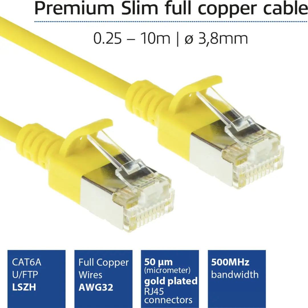 ACT Gele DC7851 CAT6A Patchkabel 1,5m - U/FTP LSZH