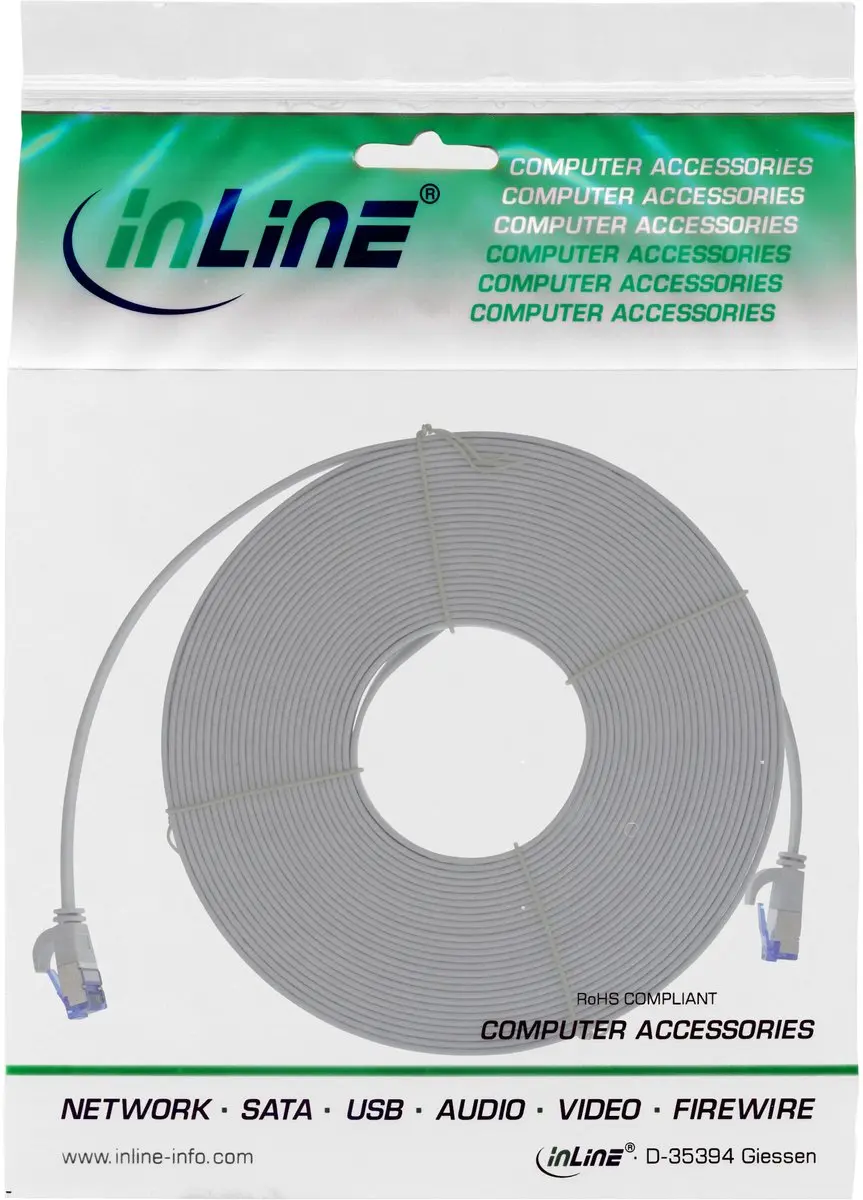 InLine UFTP CAT6a Platte Netwerkkabel 15m - Grijs