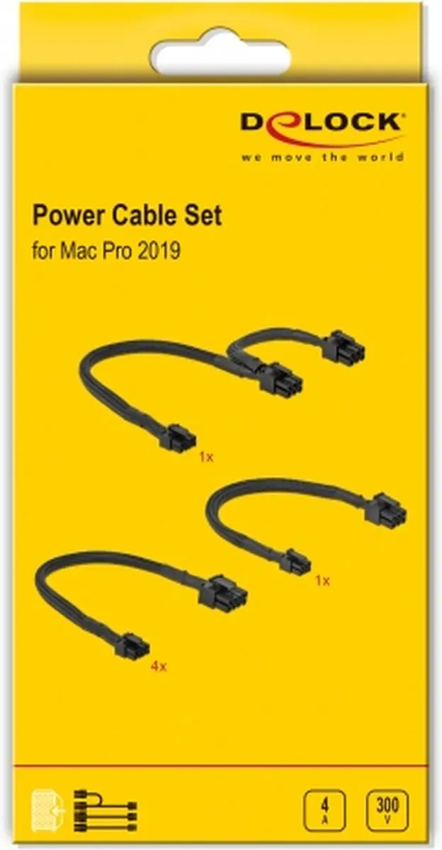 Delock Power Cable Set Mac Pro 2019 - 6 Stuks - Zwart