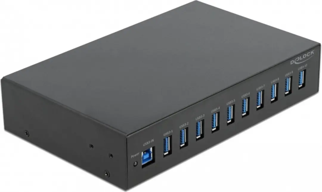 Delock 10" Industry Hub 10x USB 3.2 Gen 1 Type-A - Zwart