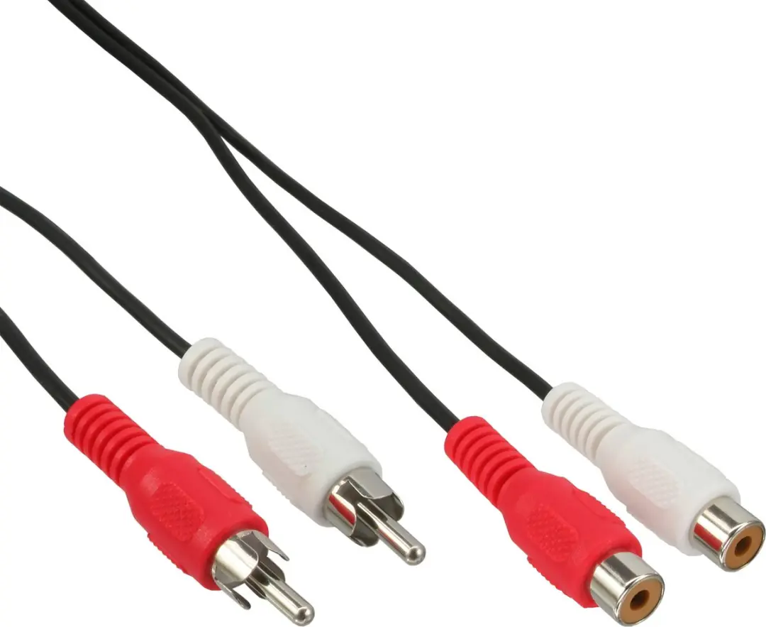 InLine Cinch Kabel 2x M/F 2,5m - Zwart