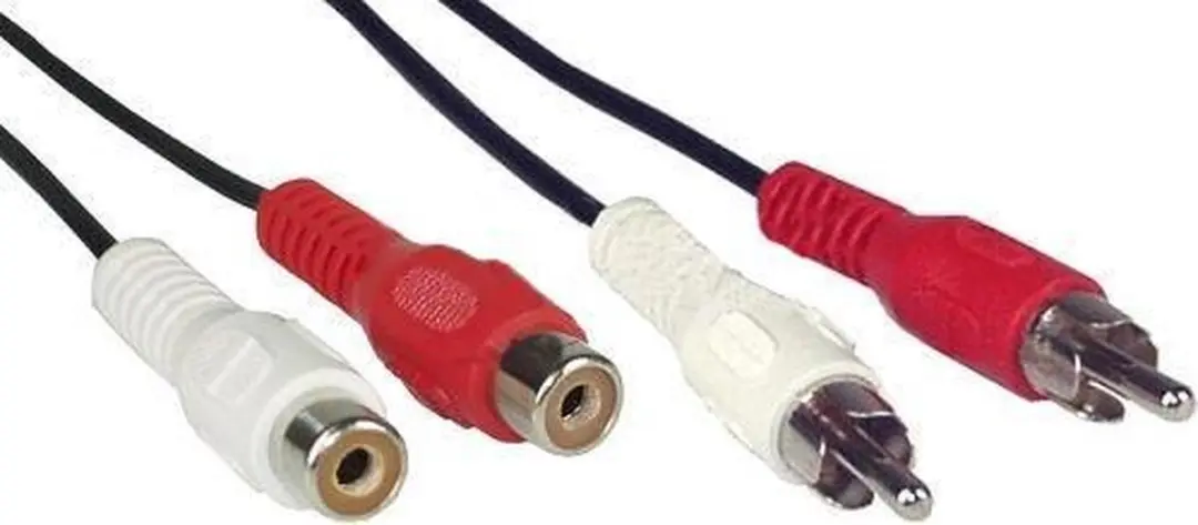 InLine Cinch Kabel 2x M/F 2,5m - Zwart