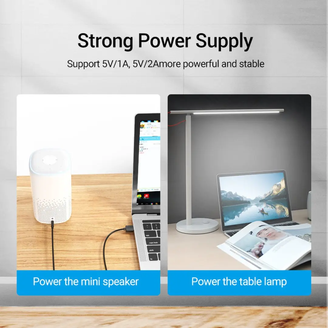 Vention USB naar DC 3.5mm 5V Kabel - 1m