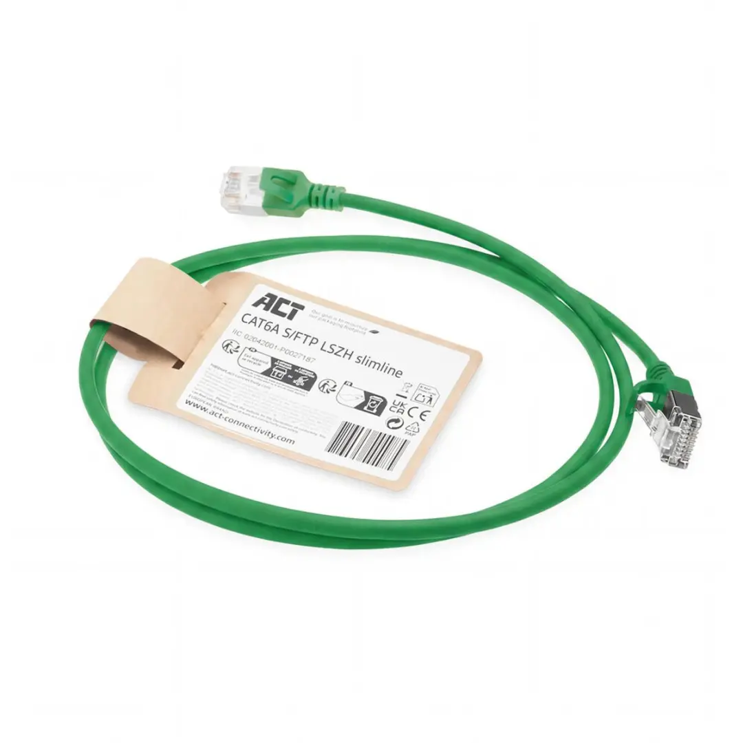 ACT DB7751 Groene CAT6A Patchkabel 1,5m - Snagless