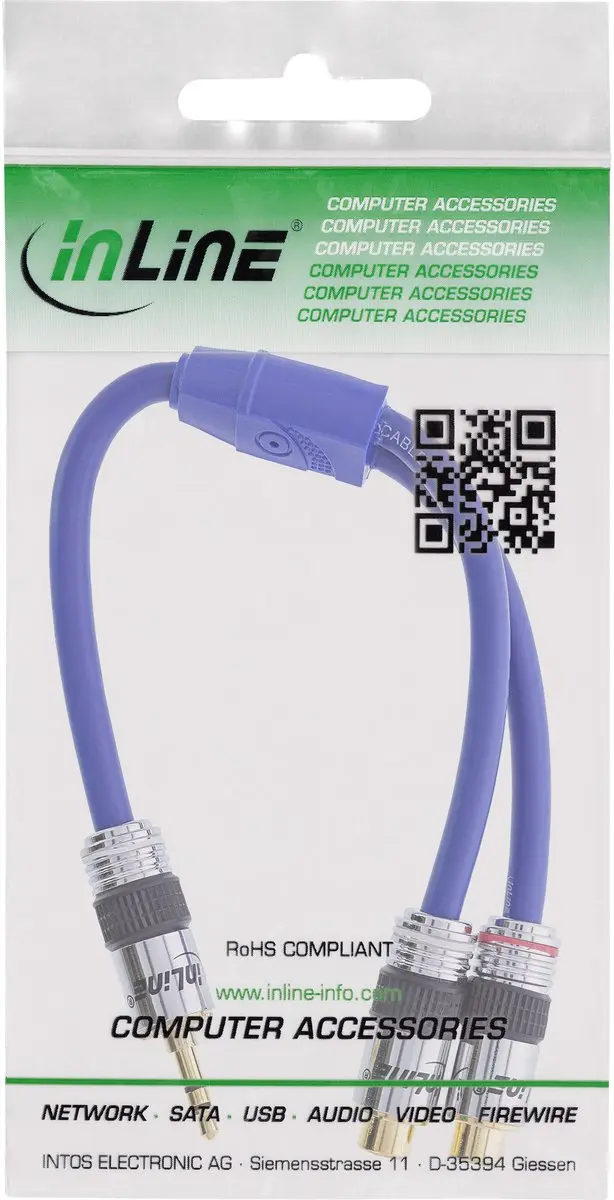InLine 3,5mm Jack Adapter Tulp - Blauw 0,25m