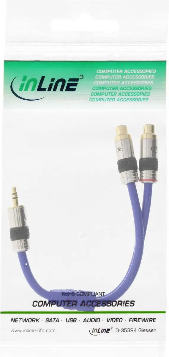 InLine 3,5mm Jack Adapter Tulp - Blauw 0,25m