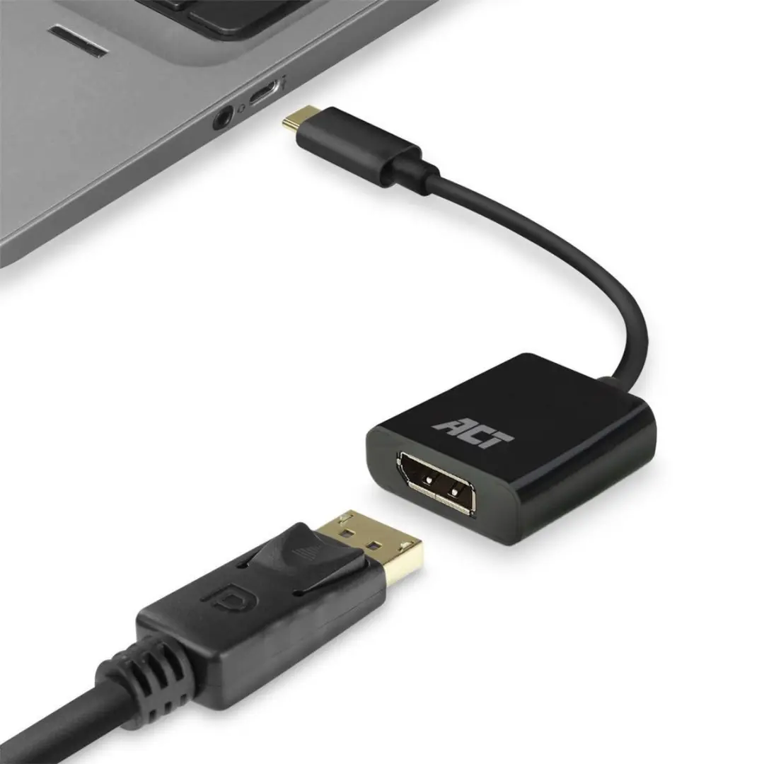 ACT AC7320 USB-C naar DisplayPort Kabel 4K@60Hz - 15cm - Zwart