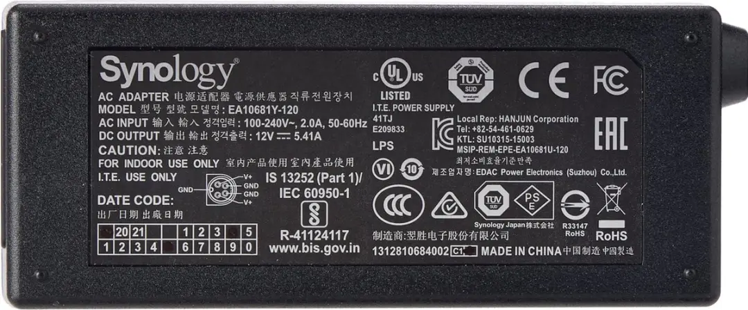 Synology ADAPTER 65W_2 Netvoeding - 65W - Zwart