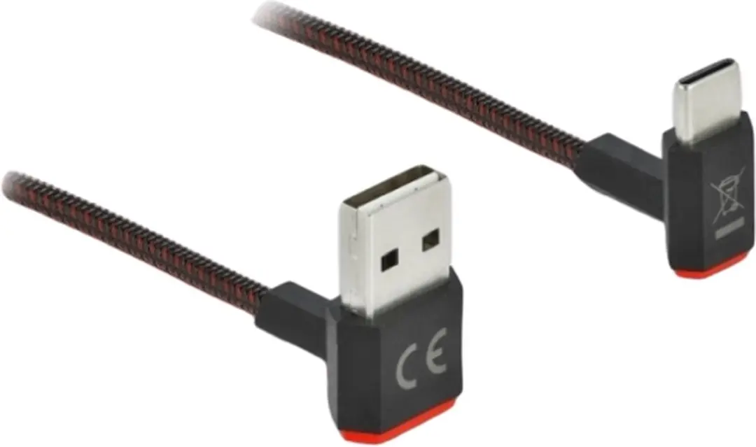 Delock Easy-Micro USB Kabel USB2.0 - 1,5m - 10W - Nylon - Zwart/Rood