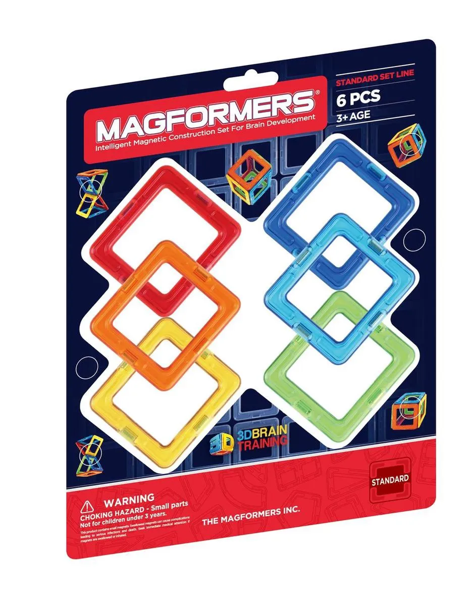 Magformers Square Set Magnetische Bouwset - 6 Onderdelen - Multi