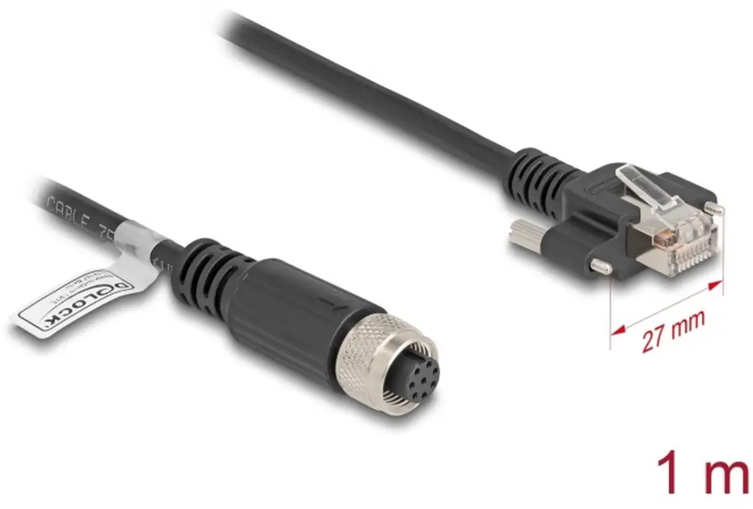 Delock M12 A-coded 8-pin Female naar RJ45 Kabel