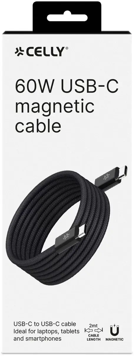 Celly USB-C Magnetische Kabel 1m - Zwart