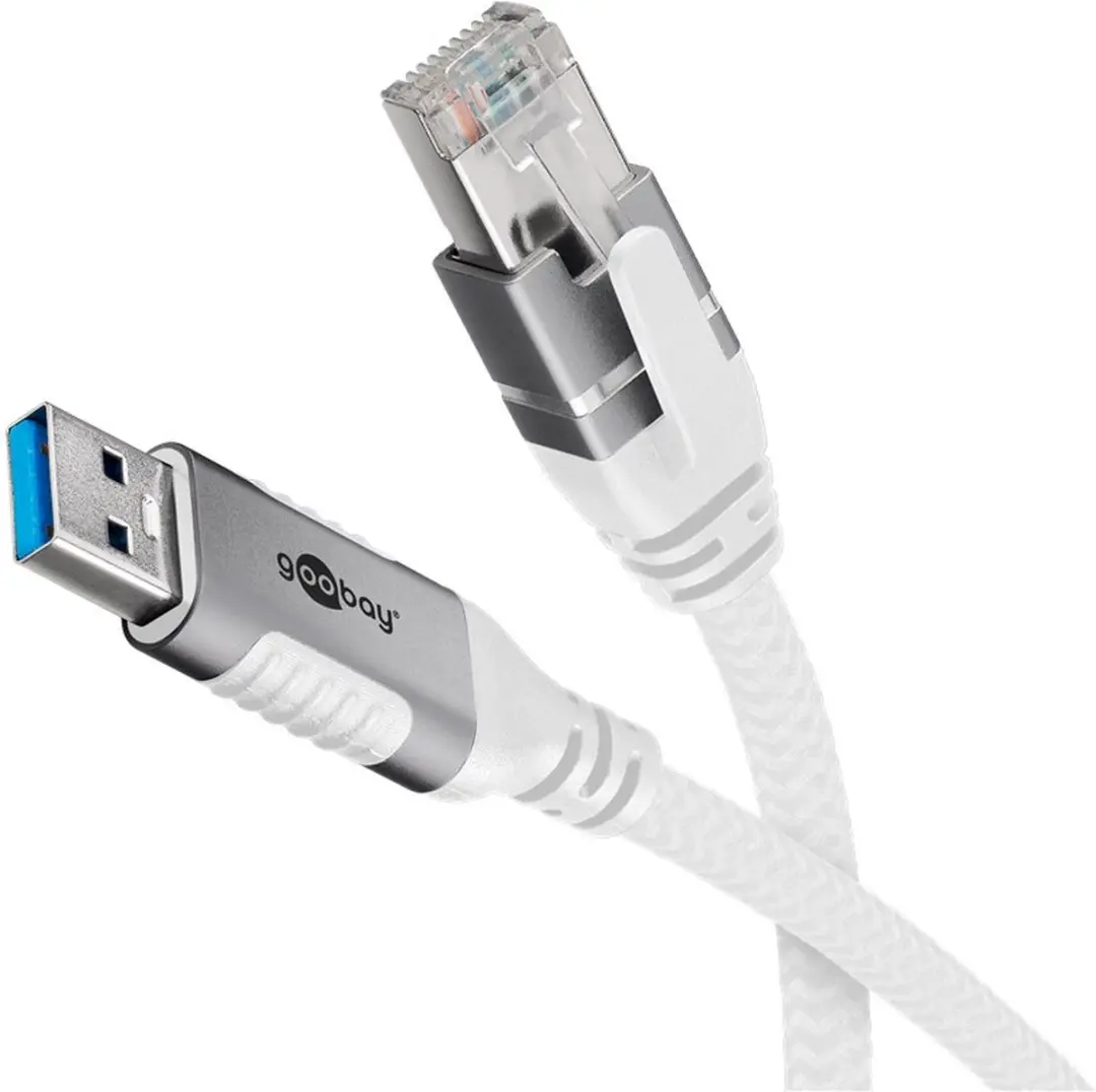 Goobay USB-A naar RJ45 Gigabit Ethernet Kabel 10m - Wit