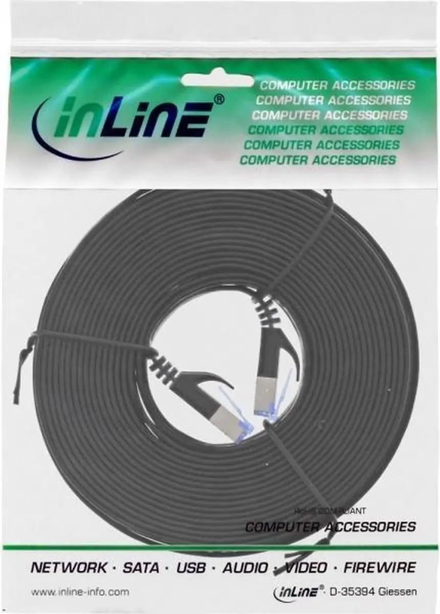 InLine U/FTP CAT6a Patchkabel 10m - Zwart