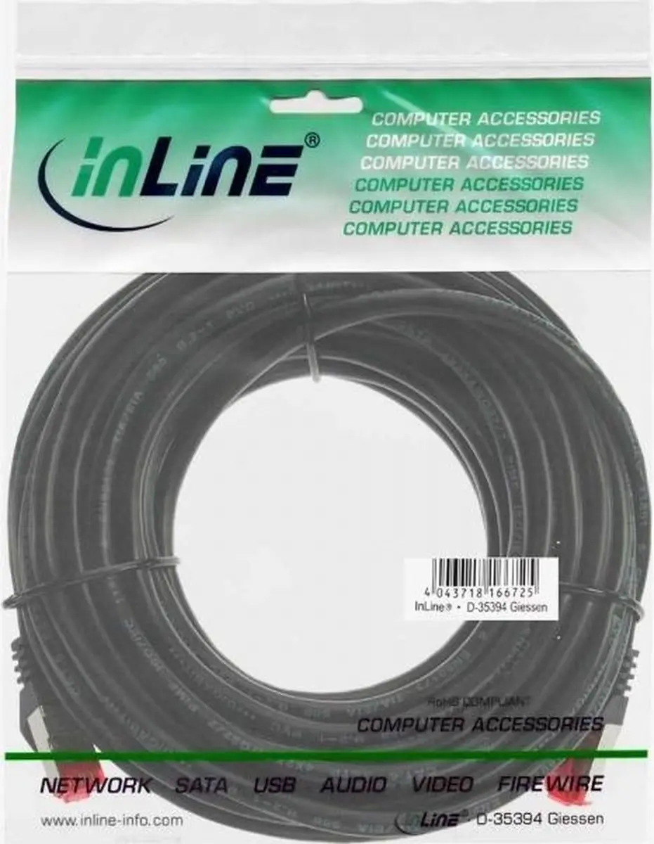 InLine S/FTP Netwerkkabel CAT6 5m - Zwart