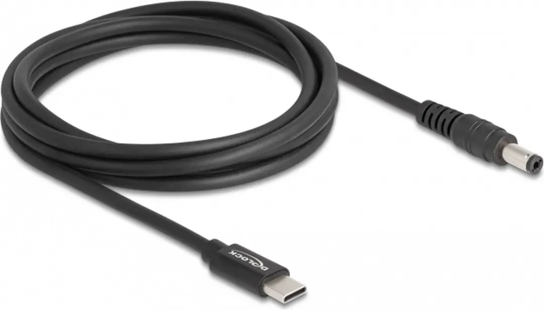 Delock USB-C naar 5,5x2,1mm Notebook Laadkabel 1,5m - Zwart