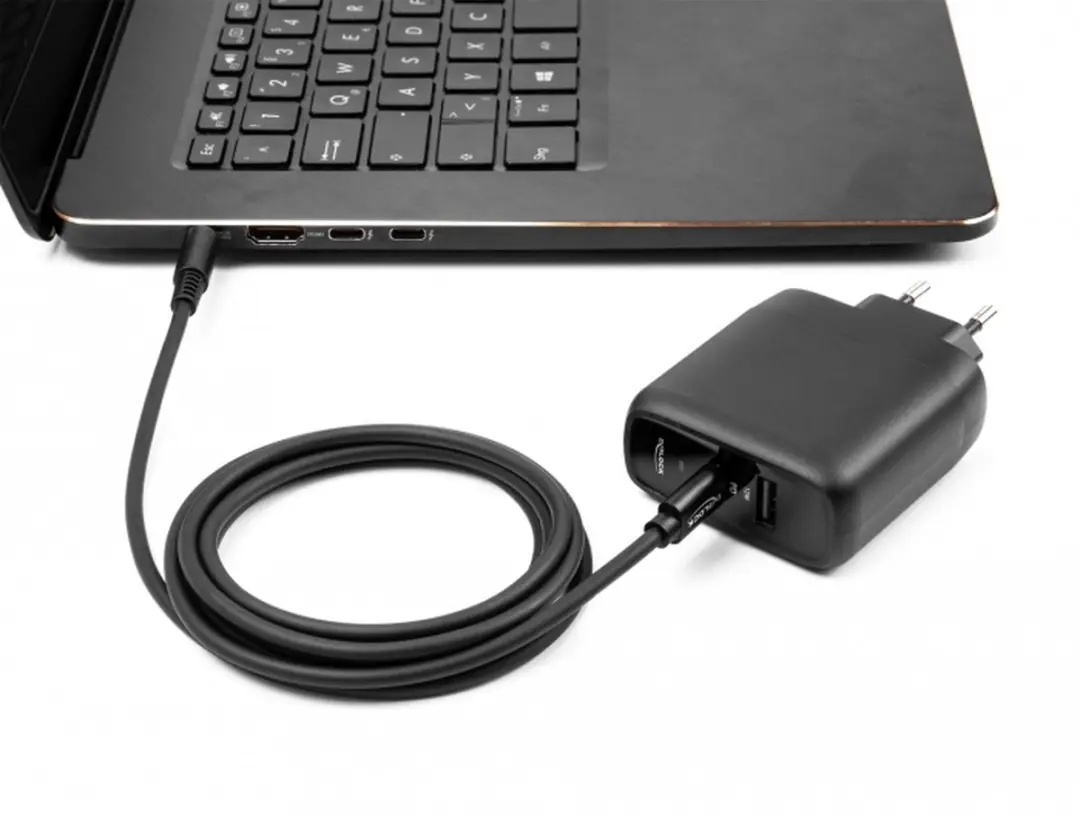 Delock USB-C naar 5,5x2,1mm Notebook Laadkabel 1,5m - Zwart
