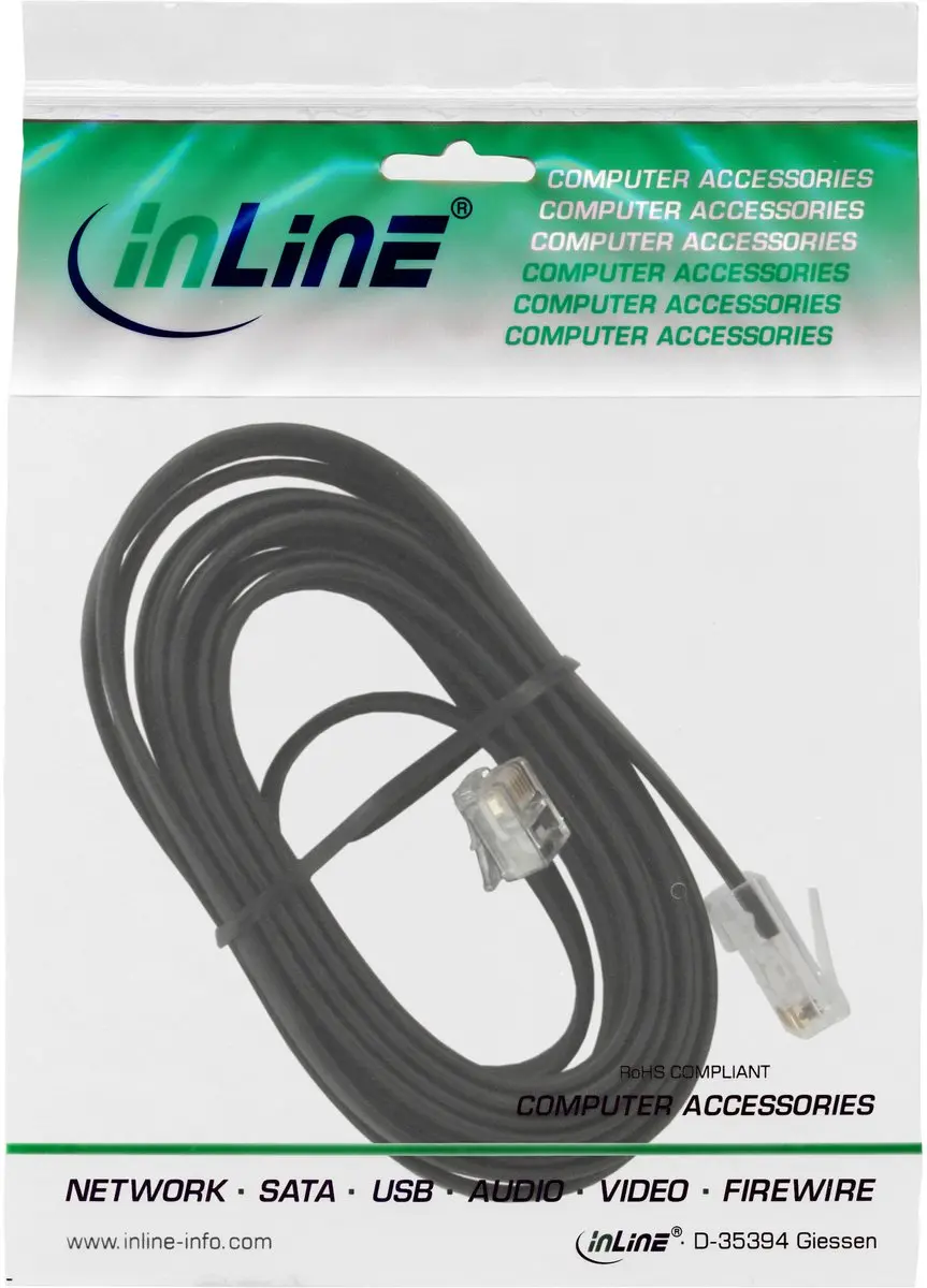 InLine ISDN Kabel RJ12-RJ45 3m - Zwart