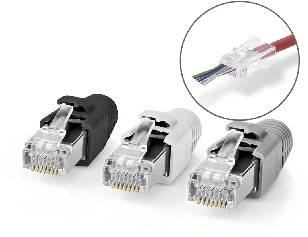 Nedis RJ45 Pass Through CAT7 FTP Connector - 10 Stuks - Verguld - Grijs