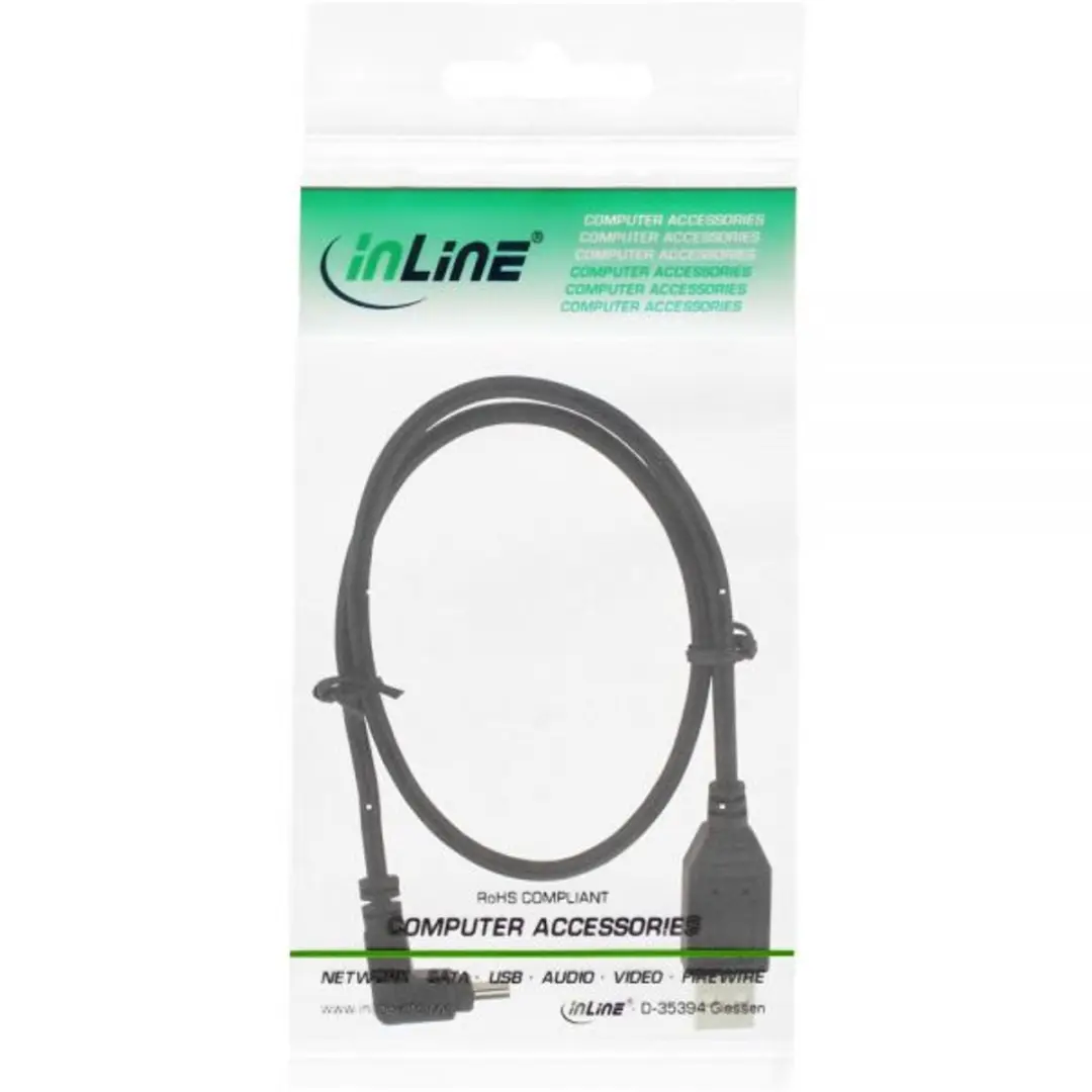 InLine USB Mini B naar USB-A Kabel 0,5m - USB 2.0 - 1A - Zwart