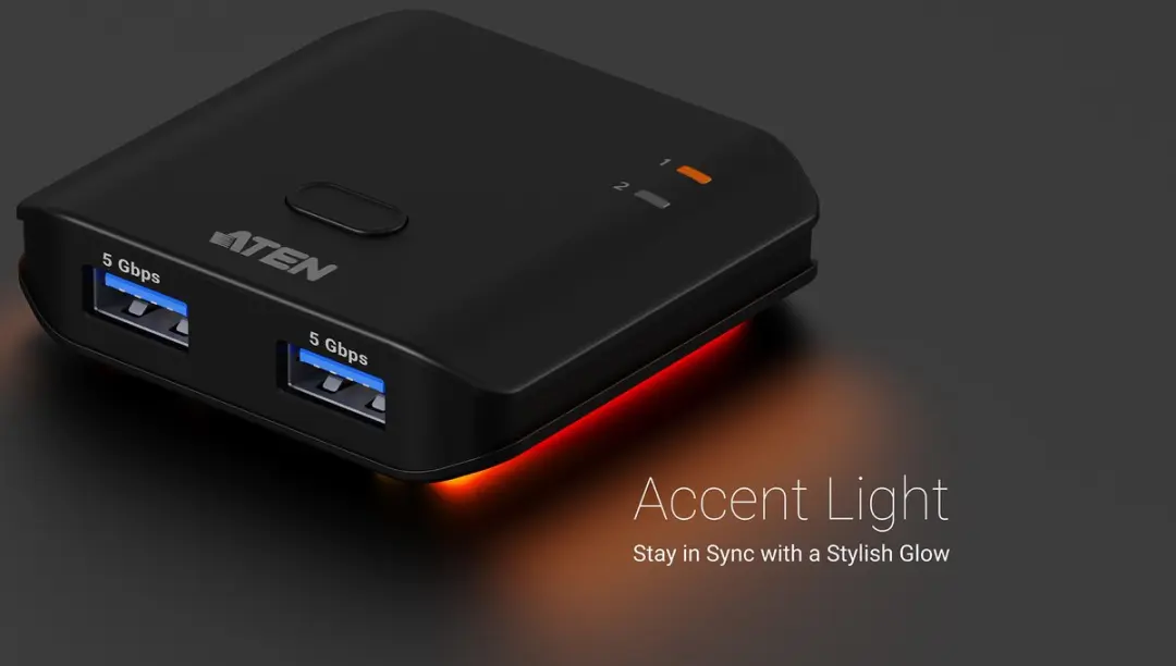Aten US4322 USB Sharing Switch - 2x2-Port USB 3.2 Gen 1 - Zwart