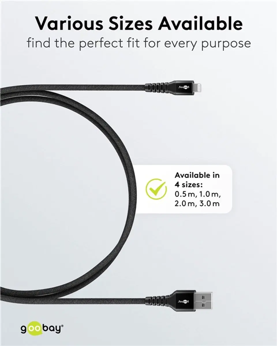 Goobay Lightning USB-A Kabel 60W 0,5m - Zwart