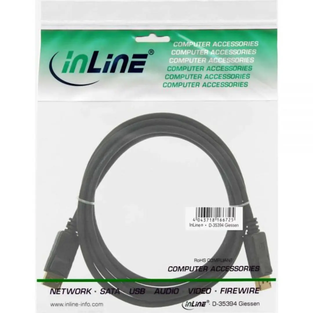 InLine DisplayPort kabel Verguld 3m
